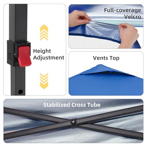 GDY 10x10 Pop up Canopy Tent with Mosquito Netting, Easy up Gazebo for Patio, Camping and Garden, Includes 4 Sandbags, Blue - color: Blue, size: 10x10 with Mosquito Netting