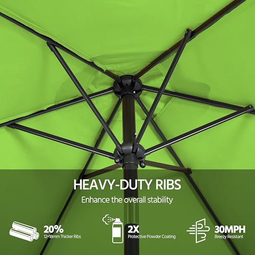 Yaheetech 9FT Patio Umbrella Outdoor with Heavy Duty Base Included,Table Umbrella with Push Button Tilt and Crank, UV Protection Waterproof for Yard/Outdoor/Wedding Parties and Events - Grass Green - color: Grass Green, size: 9FT