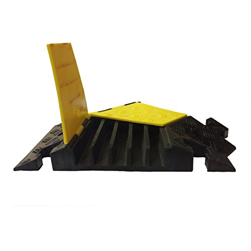Electriduct Extreme Rubber 5 Channel Cable Protector 36" Wire Cover with 1-3/8" Channels - 45° Left Turn Black/Yellow - color: Black Base / Yellow Lid, size: Left Turn
