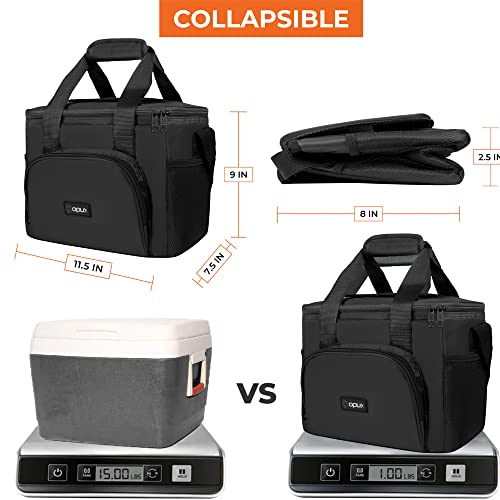 OPUX Soft Cooler Bag, Insulated Collapsible Lunch Cooler Bag for Men Work Camping Beach Travel, Portable Soft Sided Leakproof Waterproof Large Lunch Bag Box with Shoulder Strap 18 Cans, Black - color: Black, size: 18 Cans