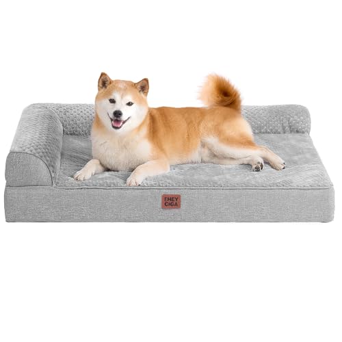 EHEYCIGA Memory Foam Dog Bed Large Size Dogs, Orthopedic Dog Bed Large with Washable Removable Cover, Waterproof Pet Sofa Couch with Nonskid Bottom, 36x27x6, Grey - color: Grey, size: 36.0"L x 27.0"W x 6"Th