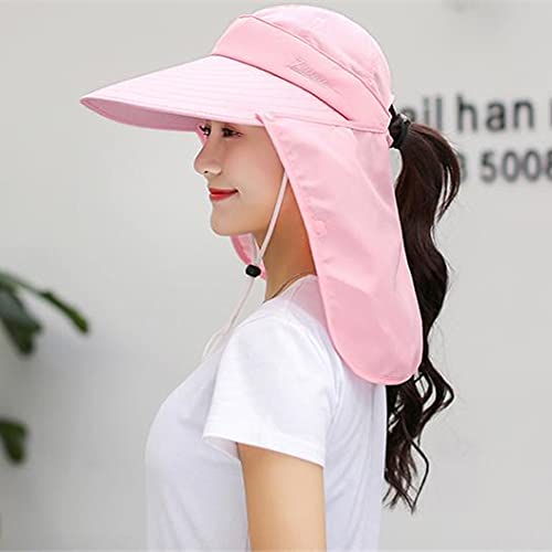 Outdoor UPF 50+ UV Sun Protection Waterproof Breathable Face Neck Flap Cover Folding Sun Hat for Men/Women - color: Pink