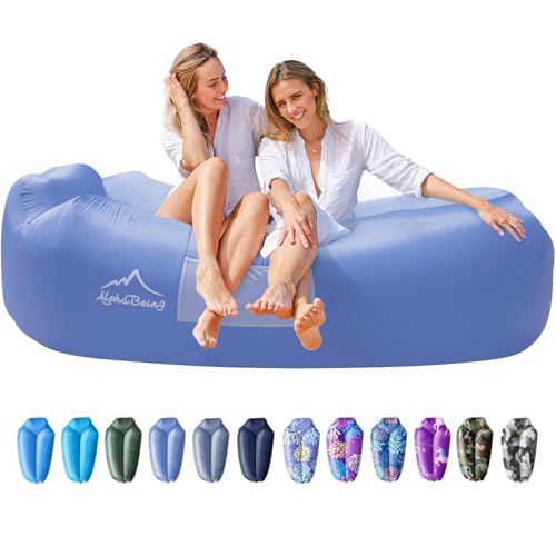 AlphaBeing Inflatable Lounger Beach Chair Accessories, Air Sofa Hammock Inflatable Couch for Camping Backyard Lakeside with Compression Sacks, Ideal Outdoor Gifts for Adults - color: Periwinkle Blue