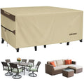 RICHIE Outdoor Patio Furniture Cover - Heavy Duty Waterproof 600D Tough Canvas Protector for Rectangular Table Cover, All-Season Dining Table and Chair Covers (128L x 82W x 28H Inch) - size: Rectangular-128"(L)x82"(W)