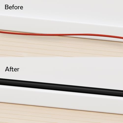 Rubber Bond TV Cord Hider Cable Protector - Strong Self Adhesive Wall Cord Cover Cable Hider - Low Profile Cable Management Wall Cord Concealer Cable Raceway - color: Black, size: 8 Feet, style: 1 Cord