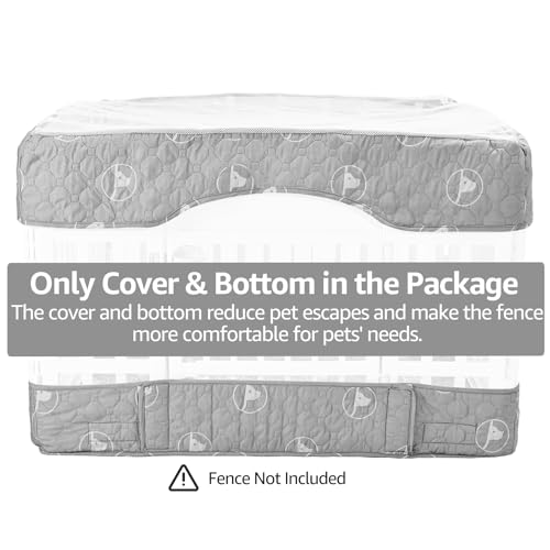 PJYuCien Dog Playpen Bottom Pad and Cover Fits for 36 Inch 4 Panels Exercise Pet Pen,Grey - style: Grey Bottom Cover Set, 36"Width, Grey ( Adhesive Tape Connections )