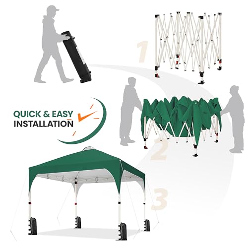 Yaheetech 10x10 Pop Up Canopy Tent with Vent, Easy Set Up Tent, Instant Sun Shelter Canopy with Wheeled Bag, 4 Sandbags, 12 Stakes & 4 Ropes, for Parties, Beach, Outdoor, Dark Green - color: Dark Green, size: 10x10