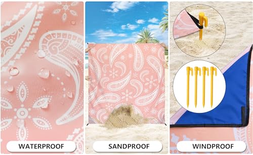 HIHOHO Beach Blanket Waterproof Sandproof Extra Large Beach Mat 79" X 83"/120"x108"for 1-8 Adults Quick Drying Durable Outdoor Picnic Mat for Beach Travel Camping Hiking