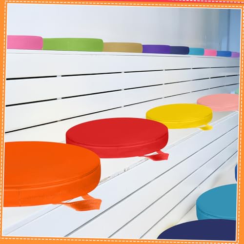 Timgle 25 Pcs Floor Cushions 15 Inch Flexible Seating Bulk Foam Floor Seats Pillows Portable Seating with Handles for Home(Round) - style: Round