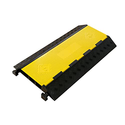 Rubber Cable Ramp 3 Channel Drive Over Hose Cable Protector Outdoor 22000Lbs Load Capacity Wires Power Lines Extension Cord Cover Traffic Speed Bump 1 Pack - color: 22000Lbs-3Channel 1Pack