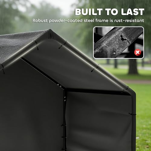 PawHut Dog Shade Shelter Outdoor, Dog House Outside with Waterproof & UV-Resistant Canopy, Pet Tent for Small Medium Large Breeds, Pet House for Small Animals with Ground Nails, 49" x 43" x 37"