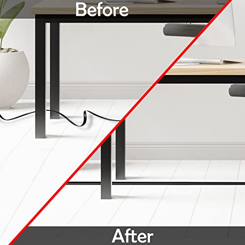 Rubber Bond Cord Cover Floor Cable Protector - Strong Self Adhesive Floor Cord Covers for Wires - Low Profile Extension Cord Covers for Floor & Wall - color: Black - One Thin Cord, size: 6 Feet