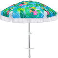 AMMSUN 6.5ft Heavy Duty HIGH Wind fringe Beach Umbrella with sand anchor Vent Tilt Portable Sun Shelter UPF 50+ Windproof Outdoor Sunshade Umbrellas Carry Bag for Patio Garden Pool Backyard Sports