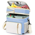Lunch Box & Lunch Bag for Women, Large Insulated Adult Lunch Box Leakproof Lunchbox Cooler Bag for Work Picnic Beach,16L, Sky Blue & White - color: Sky Blue