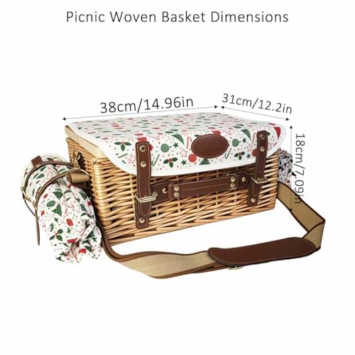 Wicker Picnic Basket Kit Set for 2 Adults with Blanket and Folding Wine Table,Multifunctional Picnic Set Insulated Portable Storage Capacity Full Tablewares,Camping,Outdoor,Wedding Gifts,Beach - color: Steaming Color2