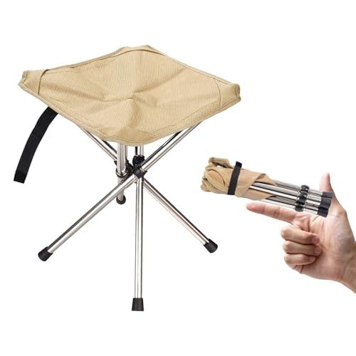 Ultra-Lightweight Camping Stoo - 260lbs Capacity | 13.8in Expanded Height | 1.2lbs Ultra-Light & Waterproof | 1-Pull Quick Setup for Camping, Hiking, Fishing, BBQ & Waiting in Line (Khaki) - color: Khaki