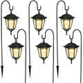 Dynaming 6 Pack Solar Hanging Lights Outdoor, Solar Powered Garden Decorative Lanterns with 6 x 38 Inch Shepherd Hooks, Waterproof Landscape Lighting for Lawn Patio Yard Pathway Driveway, Warm White - size: 6 Pack