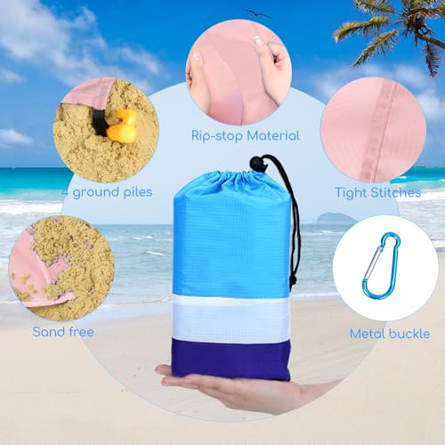 Beach Blanket Waterproof Sandproof Oversized Lightweight 78''×110'' 1-7 Adults Blanket Beach Large Picnic Mat for Travel Camping Hiking Picnic - color: Pink, size: 78''x110''