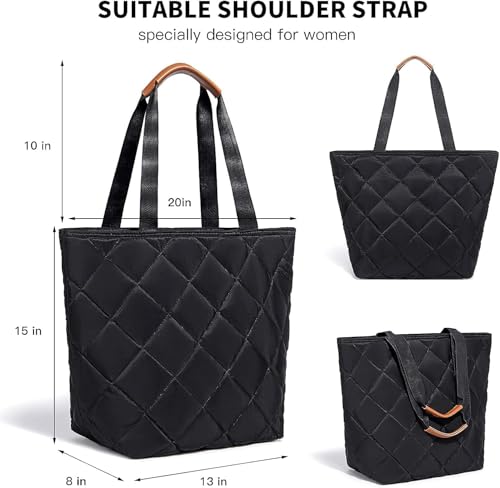 Insulated Cooler Bag Reusable Grocery Tote Bags Transport Large Lunch Box for Women - color: Satin Black
