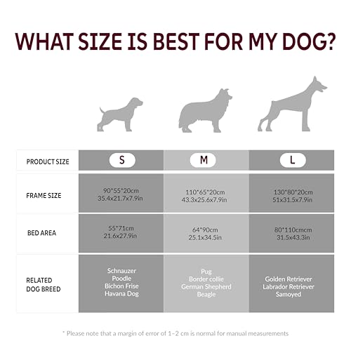 Elevated Dog Bed with Breathable Mesh Fabric, Raised Pet Cot with Airflow and Support, Durable and Easy to Clean (Grey, Medium) - size: Medium