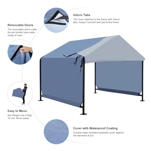 Dog Shade Shelter 2.5'x2.1'x2.1' for Small Dogs, Pet Outdoor Tent with Upgraded Doors, Outside Sun Rain Canopy Pet House for Dogs, Cats, Small Animals and Livestock, Navy Blue - style: Navy Blue-S