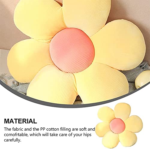 LEHU Flower Pillow, Flower Shaped Seating Cushion -Cute Daisy Pillow for Girls Tweens Room Decor Flowe Floor Pillow for Reading and Lounging Comfy (Yellow Petals-19'') - color: Yellow Petals, size: 19''