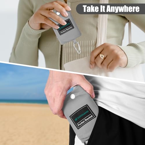 Odoland Beach Blanket Picnic Blanket, 43" x 63" SandProof Waterproof Outdoor Pocket Blanket with Portable Bag, Foldable Lightweight Sand Free Quick Drying Beach Mat for Hiking Camping Travel, Grey - color: Gray, size: 43.3" x 63"(1-2 People)