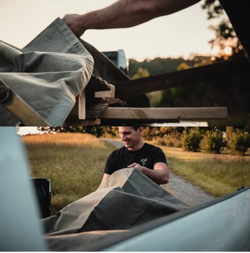 WHITEDUCK Canvas Tarp 18 oz. Heavy Duty Waterproof UV Resistant, Rustproof Grommets, Industrial & Commercial Use Cloth Tarp (Cut Size: 8'x10', Finished Size: 7'6"x9'6", Olive Drab) - color: Olive, size: 8' X 10'
