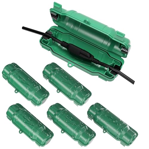 6 Pack Outdoor Extension Cord Safety Cover with Waterproof Seal IP54 Water-Resistant, Weatherproof Electrical Connection Box with 2 Latches, Plug, Socket, Holiday Decoration Light, Green - color: Green, size: 6 Pack