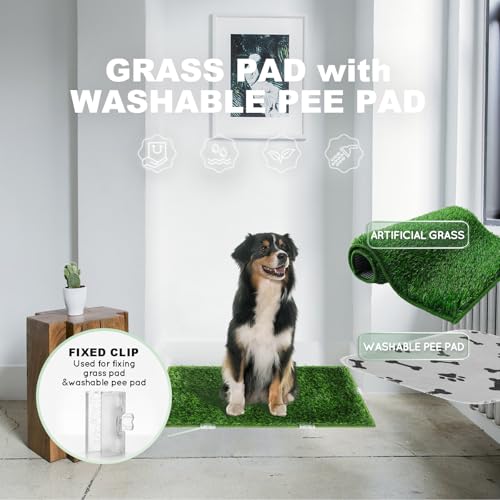 HQ4US 4LEGS Dog Pee Grass with Washable Pee Pads for Dog Litter Box 2 Sets, Extra Large Ultra-Absorbent Artificial Grass Pads for Dogs Potty Grass with Reusable Puppy Pads for Indoor Potty Training - size: XL - 44”×34”