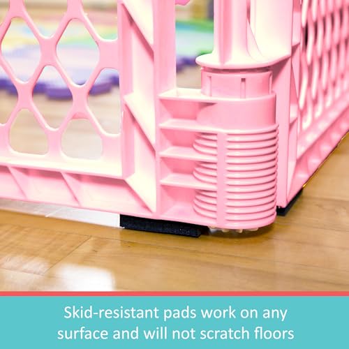 Toddleroo by North States - Superyard Baby Play Yard: Freestanding 6 Panel Baby Playpen - Indoor or Outdoor Use - Made in USA - Encloses Up to 18.5 Square Feet - 26 Inches Tall - Pink - color: Light Pink, size: 26 Inch