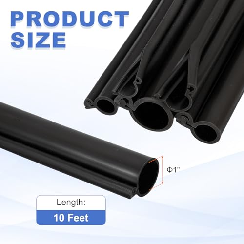 MECCANIXITY 10ft Cable Management Sleeve, 1 Inch ID Flexible Cord Wires Hider Cover Insulation Snap-fit Protector for Substation, High-Voltage Electrical Networks, Black - size: 1 Inch