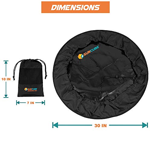 SUN CUBE Wetsuit Changing Mat & Waterproof Surf Bag – Drawstring Dry Bag for Surfing, Kayaking & Beach – 30” Leakproof Portable Gear Mat - color: Black