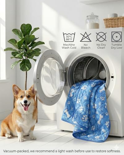 Dog Cooling Mat, 28x22in Pressure Activated Cooling Pad for Medium and Small Dogs & Cats, Durable Scratch-Resistant Pet Chill Mat for Crate, Car Travel & Indoor Use, Cold Fiber Surface, Blue