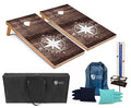 Tailgating Pros Cornhole Boards - 4'x2' Regulation Boards w/Carrying Case, Score Keeper, & Set of 8 Corn Filled Bags w/Tote - size: 4'x2' Boards w/ LED Ring Lights, style: Nautical