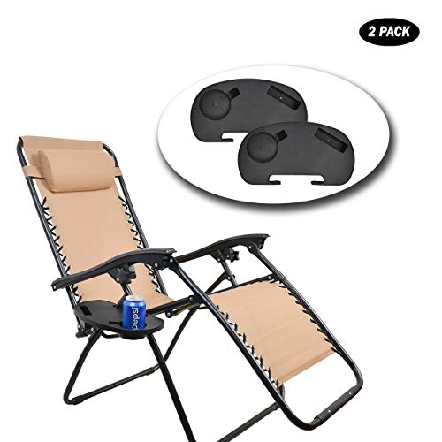 C-CHAIN Universal Zero Gravity Chair Tray, Cup Holder Tray for Fold Lounge Chair, Cup Holder with Water Cup Slot and Cellphone Slot (Small, 2 pcs) - color: Small, size: 2 pcs