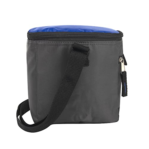 6 Can Cooler Bags Insulated Soft Cooler Lunch Bag for Men, Waterproof Leak Proof Cooler Bags Insulated - color: Blue on Grey