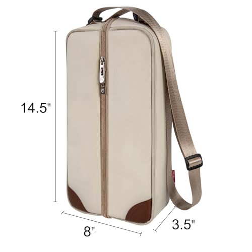 ALLCAMP Wine Tote Bag with Cooler Compartment，Picnic Set Carrying Two Sets of Tableware（Cream-Colored） - color: Cream-Colored, size: 1 Bottle