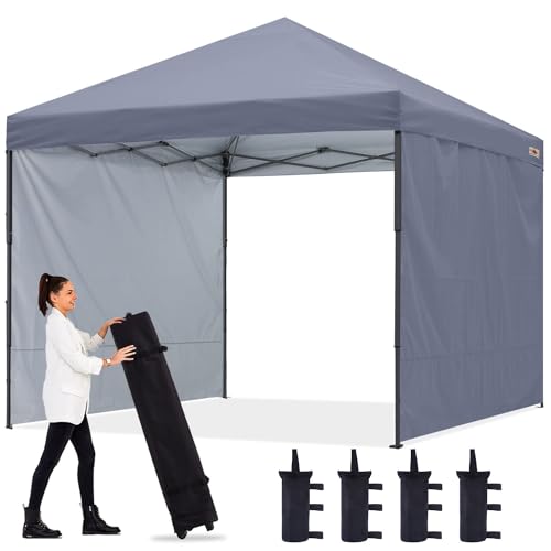 ABCCANOPY Easy Pop up Canopy Tent with 2 Sidewalls for Outdoor Sun Blocking or Rain Protection,10x10, Gray - color: Gray, size: 10x10