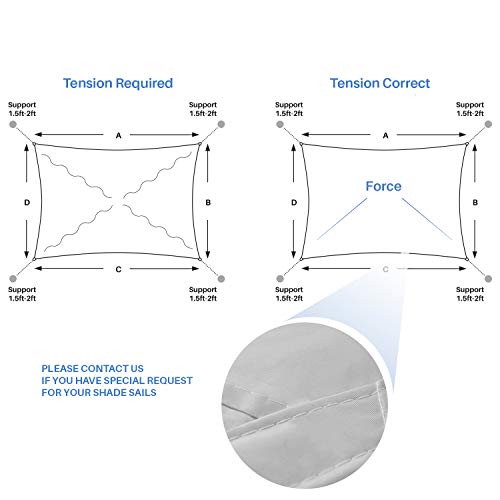 E&K Sunrise 10' x 15' Waterproof Sun Shade Sail Outdoor Rectangle Canopy Shade Cover UV Block for Pergola Patio Backyard Garden Deck (Light Gray)