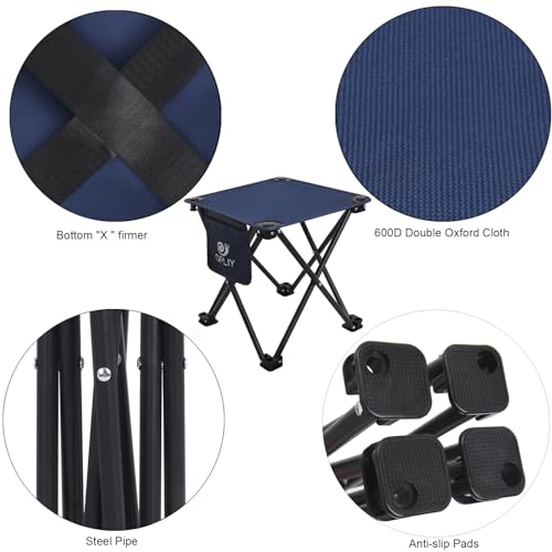 Opliy Camping Stool 2 Pack,13.5 Inch Portable Folding Stool for Outdoor Gardening and Beach Hiking Fishing,Foot Stool with Carry Bag (Blue) - color: Blue