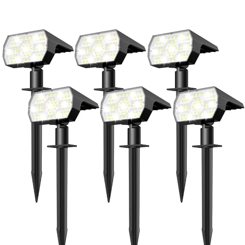 NYMPHY Solar Lights Outdoor Waterproof IP68, 56 LED 3 Lighting Modes Solar Powered Garden Yard Spot Solar Lights for Outside Landscape- 6 Pack (Cool White) - color: Cool White, size: 6 Pack