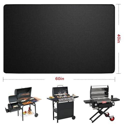 60x40 inch Under Grill Mats for Outdoor Grill, Fireproof Blackstone Mat for Lawn,Gas Grills, Deck and Patio, Fireplace/Fire Pit Mat,Oil-Proof Waterproof BBQ Grill Protector - size: 60x40