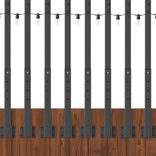 NUERPO 8 Pack String Light Poles,2.8Ft Metal Poles for Outdoor String Lights,Outdoor Light Poles with Post,Poles/Stand for Outside,Patio,Deck,Backyard,Garden Wedding,Party - size: 8 Pack 2.8FT String Light Pole