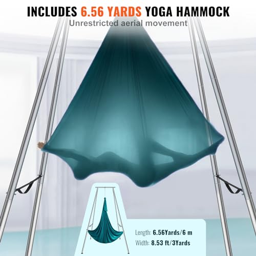 VEVOR Yoga Stand Frame, Max 441-551 lbs Load Swing Stand, Triangular Structure Aerial Rig, Aerial Silk Stands with Yoga Hammock, Standard & Height-Adjustable Version - color: Green, style: Standard Version