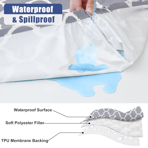 Smiry 2 Pack Rectangle Table Cloth 5 Foot, Waterproof Elastic Fitted Tablecloths, Windproof Washable Polyester Table Cover for Picnic, Camping, Outdoor (Grey, 30"x60") - color: Grey, size: 30"x60"