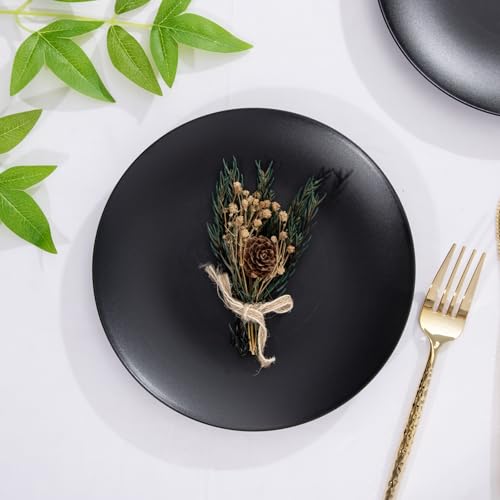 EI enjonirinjonir 80pcs Black Dessert Plates 7.5inch,Disposable Matte Plastic Plate Frosted Small Black Dessert/Cake/Appetizer Plastic Plates Disposable Heavy Duty for Party or Wedding Serve 80 Guest - color: Black Frosted Plastic Dessert Plates