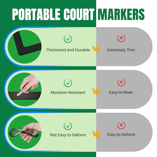 Hikeen Court Lines Marker Kit Anti-Slip and Wind-Resistant Throw Down Markers 28pcs or 84pcs, Pickleball Net Court for Outdoor Indoor Court - color: Black