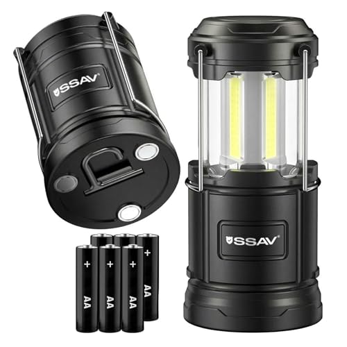 2 Pack Camping Lantern - Portable LED Battery Powered Lantern with Magnetic Base and Foldable Hook for Emergency Use or Campsites, Essential Hurricane Survival Kit | Batteries Included - color: Dark Charcoal