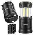 2 Pack Camping Lantern - Portable LED Battery Powered Lantern with Magnetic Base and Foldable Hook for Emergency Use or Campsites, Essential Hurricane Survival Kit | Batteries Included - color: Dark Charcoal